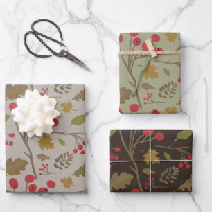 Autumn leaves and foliage nature colours wrapping paper sheet