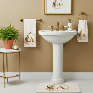 Autumn leaves and gold frame personalised hand towel