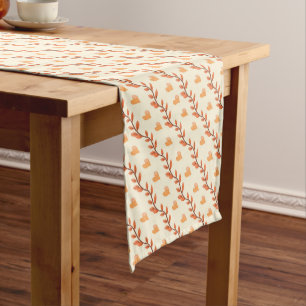 Autumn Leaves and Hearts Short Table Runner