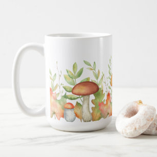 Autumn Leaves and Mushroom Illustration Coffee Mug