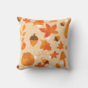 Autumn leaves and nuts. Lovely nature hand drawn i Cushion