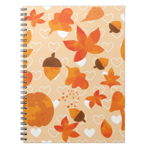 Autumn leaves and nuts. Lovely nature hand drawn i Notebook