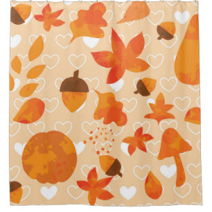 Autumn leaves and nuts. Lovely nature hand drawn i Shower Curtain