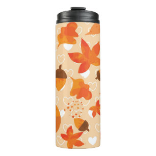 Autumn leaves and nuts. Lovely nature hand drawn i Thermal Tumbler