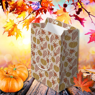 Autumn Leaves and Pumpkin harvest  Medium Gift Bag