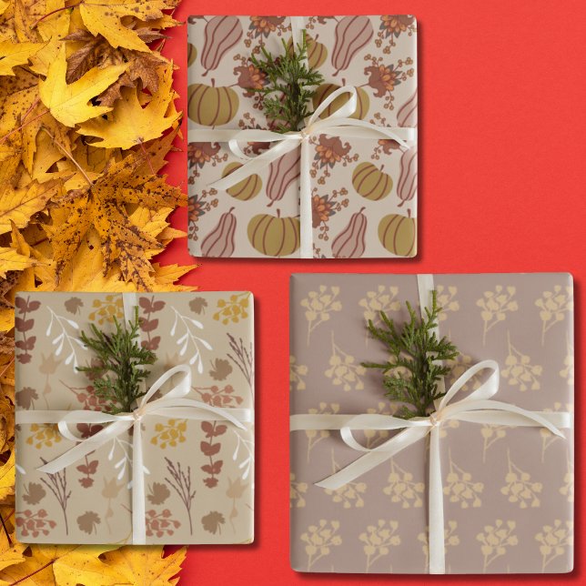 Autumn Leaves and Pumpkin harvest Wrapping Paper Sheet (Autumn Leaves and Pumpkin harvest Wrapping Paper Sheets)