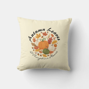 Autumn Leaves and Pumpkins – Cosy Light Fall Cushion