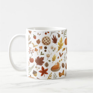 Autumn Leaves and Pumpkins in White Thanksgiving Coffee Mug