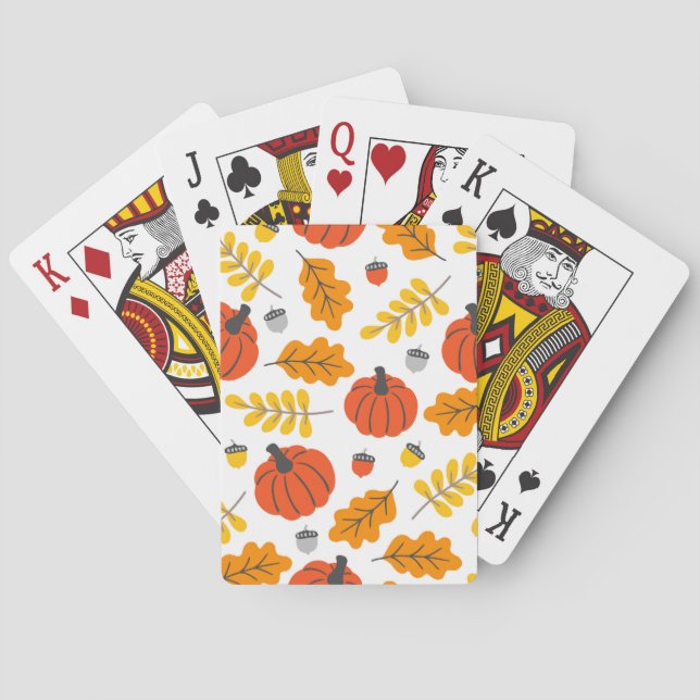 Autumn Leaves and pumpkins Playing Cards (Back)
