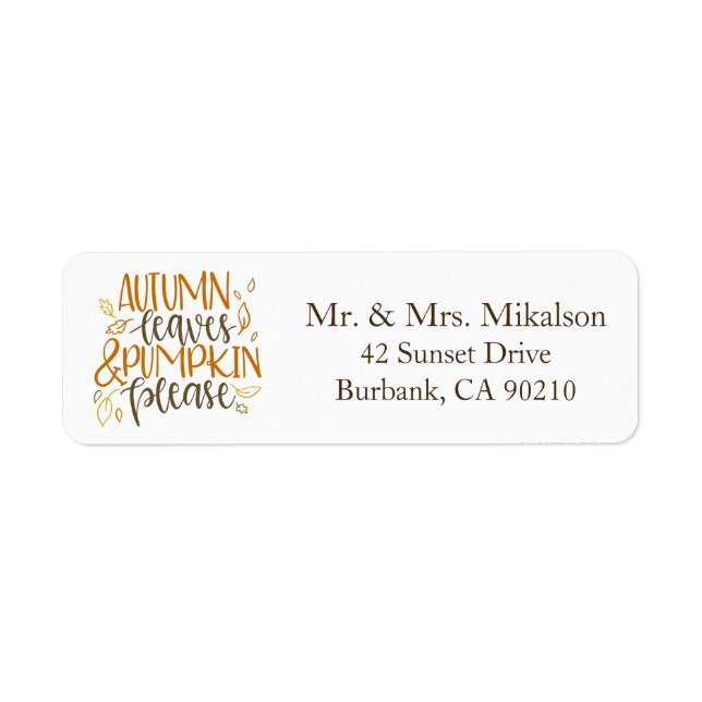 Autumn Leaves and Pumpkins Please (Front)