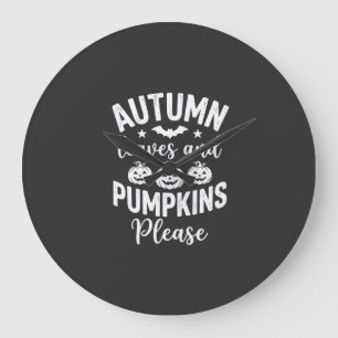 Autumn Leaves and Pumpkins Please_1 Large Clock