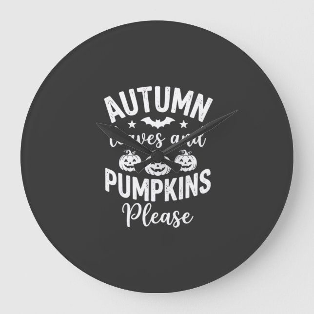 Autumn Leaves and Pumpkins Please_1 Large Clock (Front)
