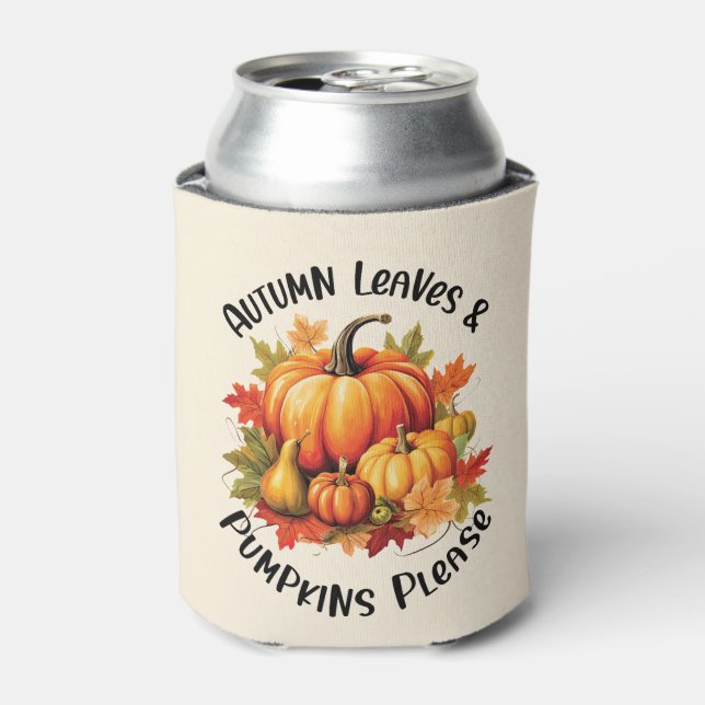 Autumn Leaves and Pumpkins Please Can Cooler (Can Front)