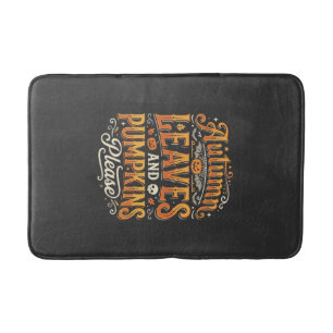 Autumn Leaves and Pumpkins Please Halloween Design Bath Mat