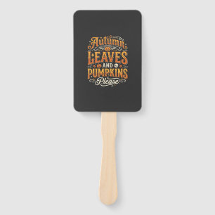 Autumn Leaves and Pumpkins Please Halloween Design Hand Fan