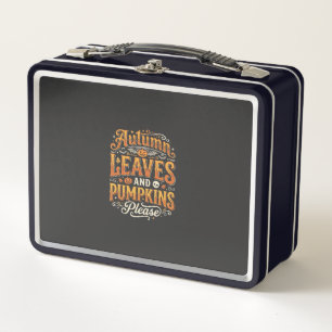 Autumn Leaves and Pumpkins Please Halloween Design Metal Lunch Box