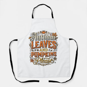 Autumn Leaves And Pumpkins Please Vintage Apron