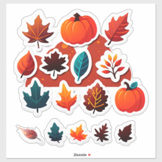 Autumn Leaves and Pumpkins Sticker Set