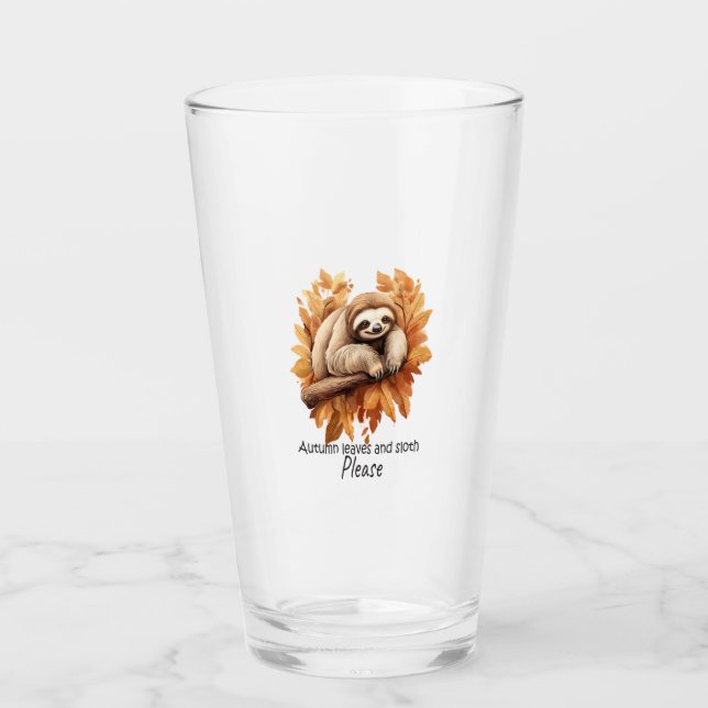 Autumn Leaves and Sloth Please Glass (Front)