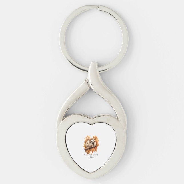 Autumn Leaves and Sloth Please Key Ring (Front)