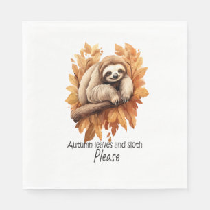 Autumn Leaves and Sloth Please Napkin