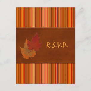 Autumn Leaves and Stripes Reply Card