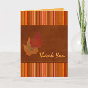 Autumn Leaves and Stripes Thank You Card