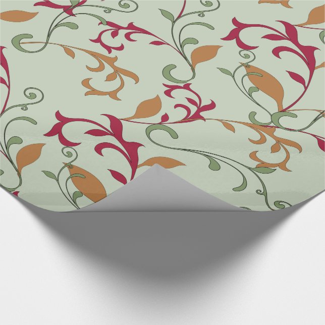 Autumn Leaves and Swirls Pattern Wrapping Paper (Corner)