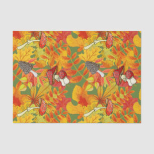 Autumn Leaves and Wild Forest Mushrooms Tissue Paper