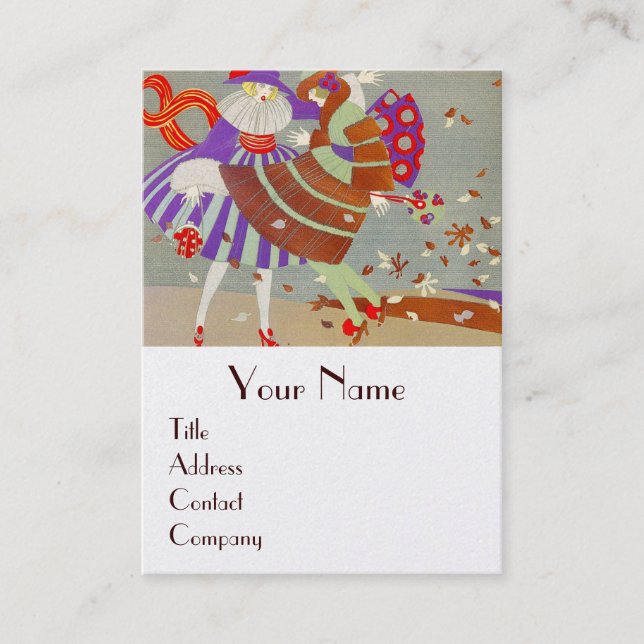 AUTUMN LEAVES AND WIND / FASHION COSTUME DESIGNER BUSINESS CARD (Front)