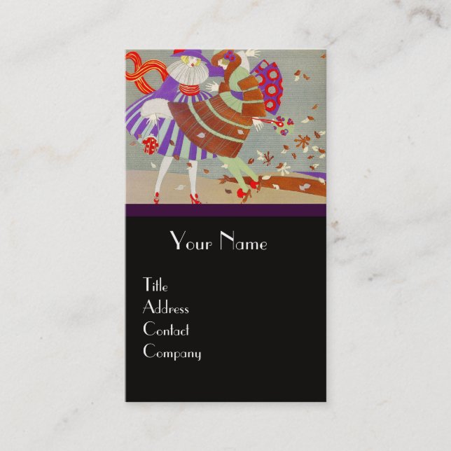 AUTUMN LEAVES AND WIND / FASHION COSTUME DESIGNER BUSINESS CARD (Front)