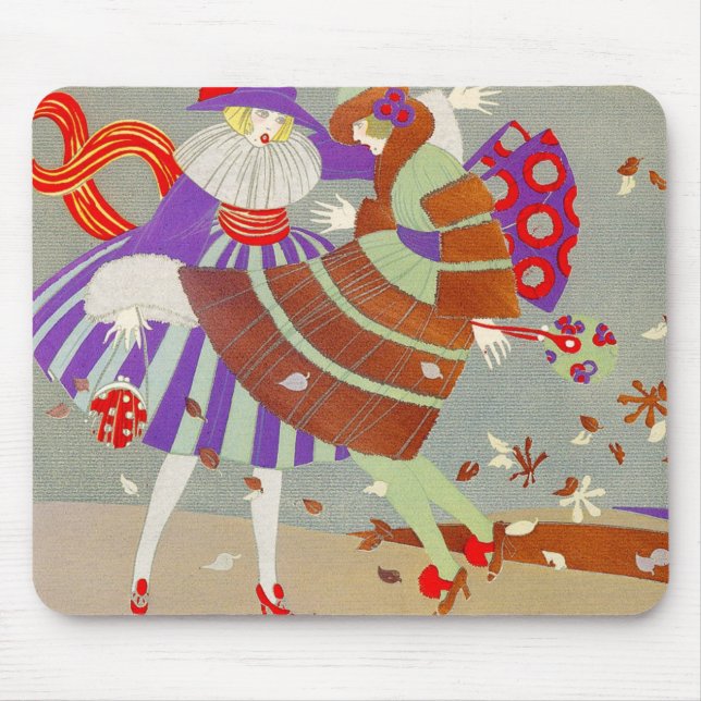 AUTUMN LEAVES AND WIND / FASHION COSTUME DESIGNER MOUSE MAT (Front)