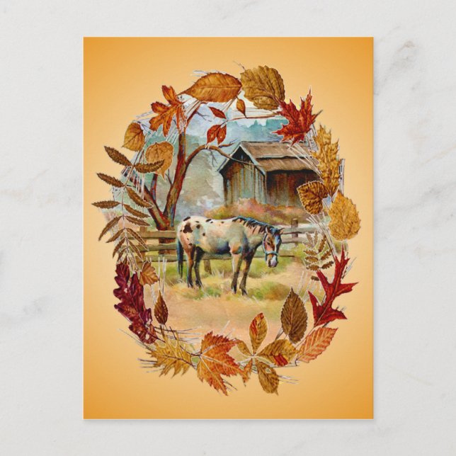 AUTUMN LEAVES & APPALOOSA by SHARON SHARPE Postcard (Front)