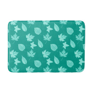 Autumn leaves - aqua and turquoise bath mat