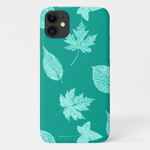 Autumn leaves - aqua and turquoise iPhone 11 case