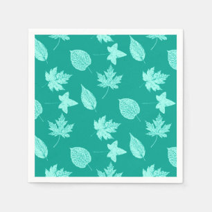 Autumn leaves - aqua and turquoise napkin