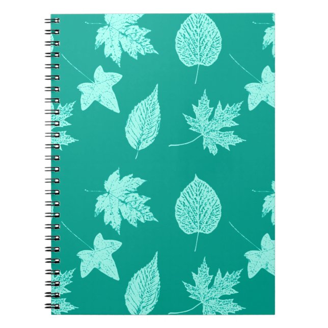 Autumn leaves - aqua and turquoise notebook (Front)