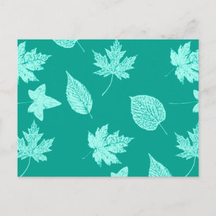 Autumn leaves - aqua and turquoise postcard