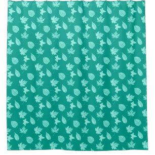 Autumn leaves - aqua and turquoise shower curtain
