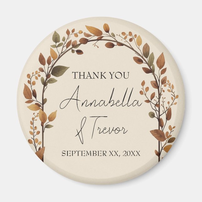 Autumn Leaves Archway Fall Foliage Art Custom Name Magnet (Front)