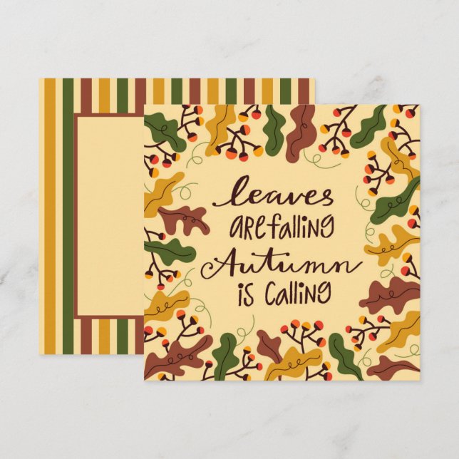 Autumn Leaves are Falling Greeting Flat Card (Front/Back)