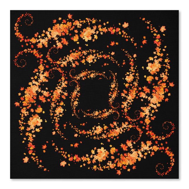 Autumn Leaves Art Pattern Custom Colour Black Wallpaper (Front)