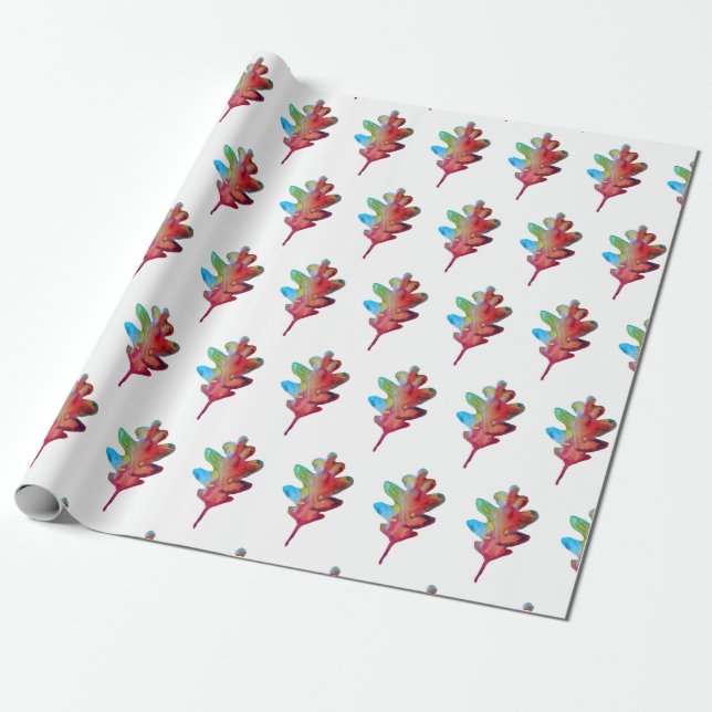 Autumn Leaves Art Wrapping Paper (Unrolled)