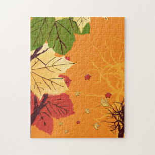Autumn Leaves At Sunset Jigsaw Puzzle
