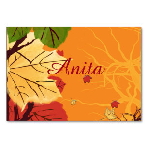 Autumn Leaves At Sunset Table Number