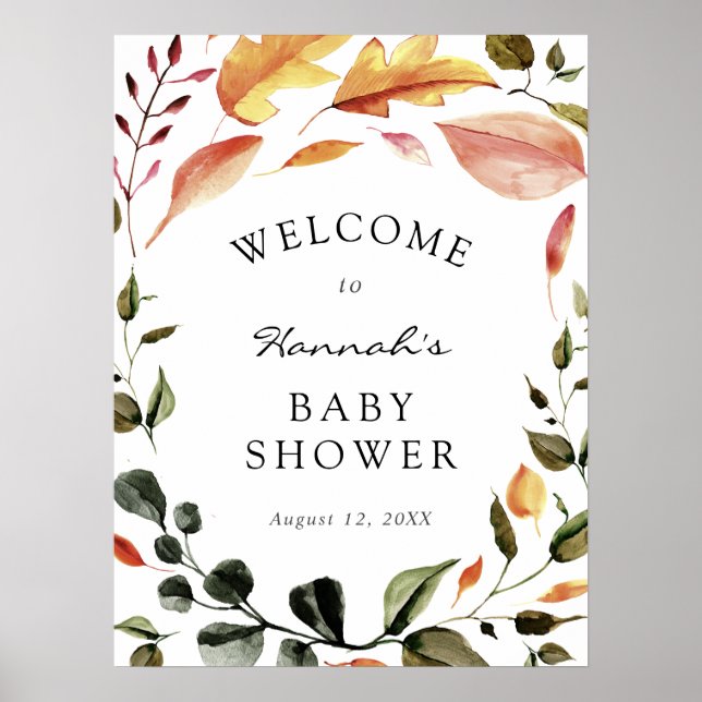 Autumn Leaves Baby Shower Welcome Sign (Front)