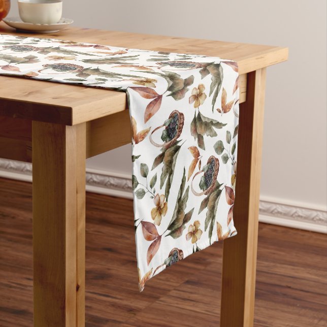 Autumn Leaves Baskets of Berries Long Table Runner (In Situ)