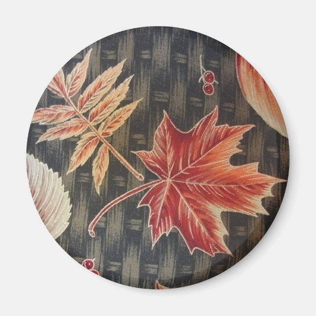 Autumn Leaves & Basketweave Magnet (Front)