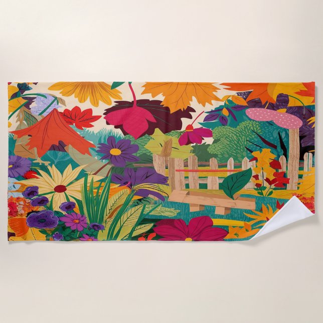 Autumn Leaves Beach Towel (Front)