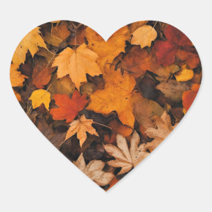 Autumn Leaves, beauty of nature, AI, Heart Sticker
